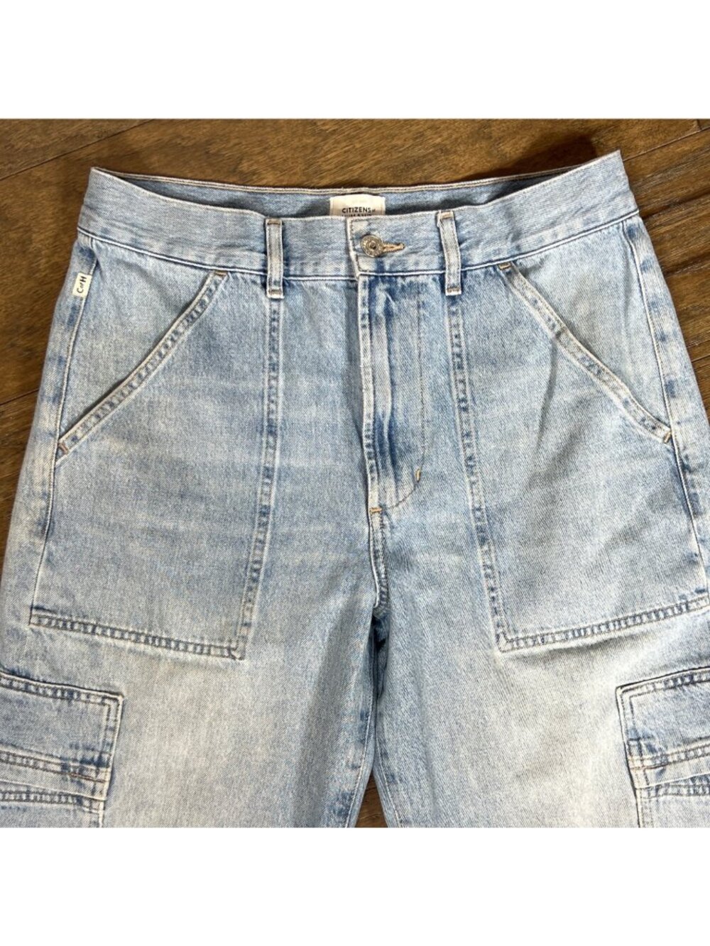 CITIZENS OF HUMANITY Marcelle Low Slung Easy Cargo Jeans in Cloud Nine Sz 28 EUC - Picture 3 of 9